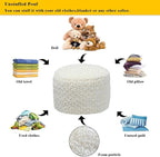 Unstuffed Pouf Ottoman Cover Handmade Footstool Ottoman Storage Solution Floor Pouf Footrest Cushion 20x12 Inches for Living Room Wedding Ivory