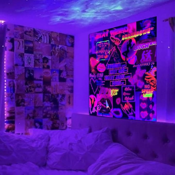 Pink Trippy Tapestry Blacklight Hippie Hippy Wall Tapestry for Bedroom Weed Tapestries for Stoners Trippy Room Decor Marijuana Cannabis Accessories Smoking Man Cave Room Decor Weed Accessories 29”x37”