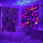 Pink Trippy Tapestry Blacklight Hippie Hippy Wall Tapestry for Bedroom Weed Tapestries for Stoners Trippy Room Decor Marijuana Cannabis Accessories Smoking Man Cave Room Decor Weed Accessories 51”x59”