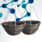 Rattan Hanging Basket for Plants Seagrass Hanging Planters Indoor Outdoor Plant Flower Hanging Pots Woven Straw Planter Ceiling Flower Pots for Decoration 2pcs