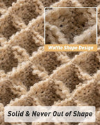 AMOAMI Upgraded Waffle Bath Mat, Super Absorbent Non Slip Bath Mats for Bathroom Floor, Washable Bathroom Rugs with Tassels, Rubber Backed Bathroom Mats, Ultra Soft, 20" x 32", Brown