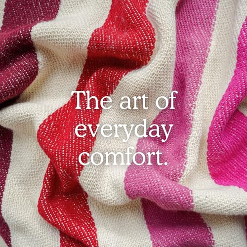 Rosewood Trail Striped Afghan Throw Blanket | Thick & Cozy | Cotton USA Made (73x48) - color: Rosewood Trail