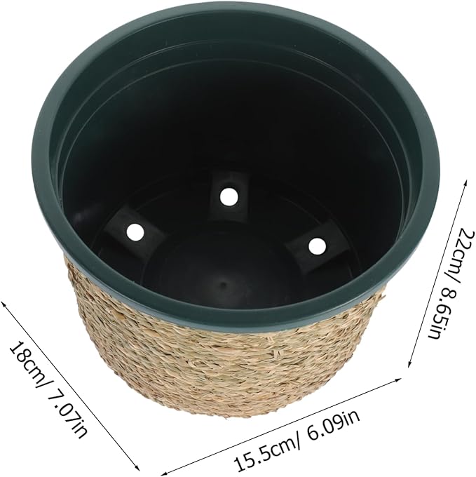 balacoo Straw Decorative Flower Pot Basket Plant Pot Storage for Boho Home Decor
