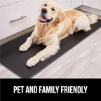 GORILLA GRIP 2 Pack Comfortable Cushioned Kitchen Mats for Floor, 17x29 + 17x59, Waterproof and Stain Resistant, 1/2 Inch Thick Soft Ergonomic Standing Desk Anti Fatigue Mat, Foam Supports Feet, Black