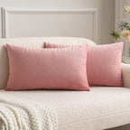 MIULEE Velvet Throw Pillow Covers 12x20 Inch, Pack of 2 - Dusty Pink, Soft Solid Lumbar Decorative Pillow Covers Modern Luxury Home Decor for Spring Couch Sofa Bedroom Livingroom