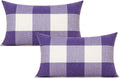 VAKADO 12x20 Set of 2 Purple Throw Pillow Covers Lumbar Buffalo Plaids Decorative Gingham Farmhouse Decor Outdoor Checkered Square Cushion Cases Home Decorations for Bedroom Couch Sofa Patio
