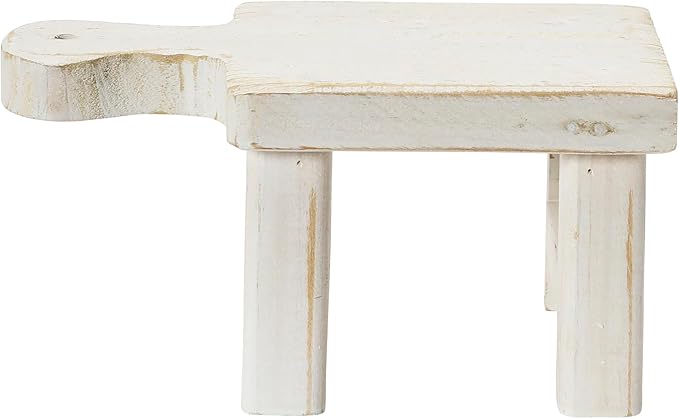Decorative Textured Wood Pedestal, White