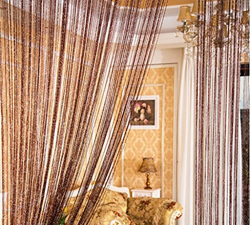 ave split Decorative Door String Curtain Wall Panel Fringe Window Room Blind Divider Tassel Screen Home 100cm*200cm (coffee18) - color: Coffee18