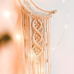 ANROYE Boho Macrame Woven Wall Hanging, Crochet Crescent Moon Star Dream Catcher with Long Tassel- White Cotton Handmade Bohemian Nursery Decor Decoration Art Craft for Kids Bedroom Dorm Room