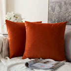 MIULEE Burnt Orange Pillow Covers 18x18 Inch Soft Velvet Throw Pillow Covers Decorative Square Pillowcases Modern Home Decor for Sofa Bedroom Couch