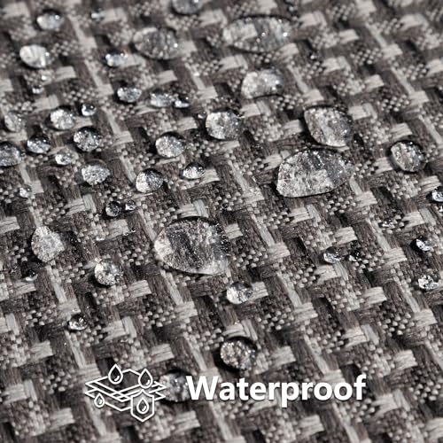 Kevin Textile Outdoor Waterproof Throw Pillow Covers Pack of 2 Weaving Texture Water Resistant Outside Decorative Cushion Covers for Garden Patio Tent Balcony Bench Couch Sofa 18x18 Inch, Dark Grey - color: Dark Grey, size: 18" x 18" (Pack of 2)