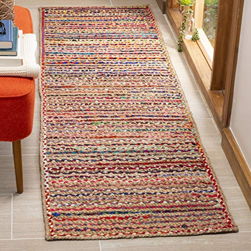 SAFAVIEH Cape Cod Collection Runner Rug - 2'3" x 8', Natural & Multi, Handmade Boho Braided Jute, Ideal for High Traffic Areas in Living Room, Bedroom (CAP251A) - size: 2'3" x 8' (Runner)