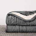 Longhui bedding Acrylic Cable Knit Sherpa Throw Blanket - Thick, Soft, Big, Cozy Grey Knitted Fleece Blankets for Couch, Sofa, Bed - 60 x 80 Inches Gray Coverlet, 5.2 Pounds - color: Grey, size: 60"x80", Oversize