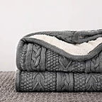 Longhui bedding Acrylic Cable Knit Sherpa Throw Blanket - Thick, Soft, Big, Cozy Grey Knitted Fleece Blankets for Couch, Sofa, Bed - 60 x 80 Inches Gray Coverlet, 5.2 Pounds - color: Grey, size: 60"x80", Oversize