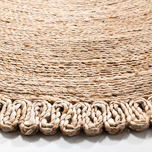 SAFAVIEH Natural Fiber Round Collection 3' Round Natural NF168A Handmade Boho Charm Farmhouse Jute Area Rug