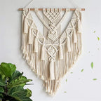 BMIDRUT Hanging Macrame Tapestry Woven Boho Wall Art Handmade Macrame Tapestry Home Wall Decor Wall Pediment 18x30 Inch (Beige)