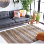 SAFAVIEH Area Rug 8x10 - Natural Fiber Collection - Large - Black & Natural, Handmade Flat Weave Stripe Jute & Cotton, Ideal for Living Room, Bedroom, Dining Space (NFB652Z)