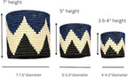 Handwoven African Planter Baskets (Set of 3) Sisal basket for Indoor Plant Pots Vase Home decor Storage Organizer Zen Designs Arts and Crafts (Geometric Blue and Black)