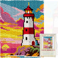 ORIGACH Lighthouse Latch Hook Rug Kit for Adults Printed Rug Making Kit Handmade Carpet Tapestry Cover with Hook Latch and Preprinted Canvas, Home Arts Crafts Sofa Decor, 20.5x15inch - style: Lighthouse