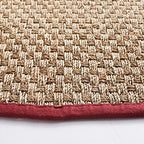 SAFAVIEH Area Rug 3' Round - Natural Fiber Collection - Natural & Red, Seagrass, Basketweave Pattern with Border (NF114D) - color: Natural/Burgundy Red, size: 3' (Round)