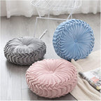 Baiyuruodie Round Velvet Pillow, Sofa Bed Bedroom Decorative Throw Pillow (38cm, Blue)