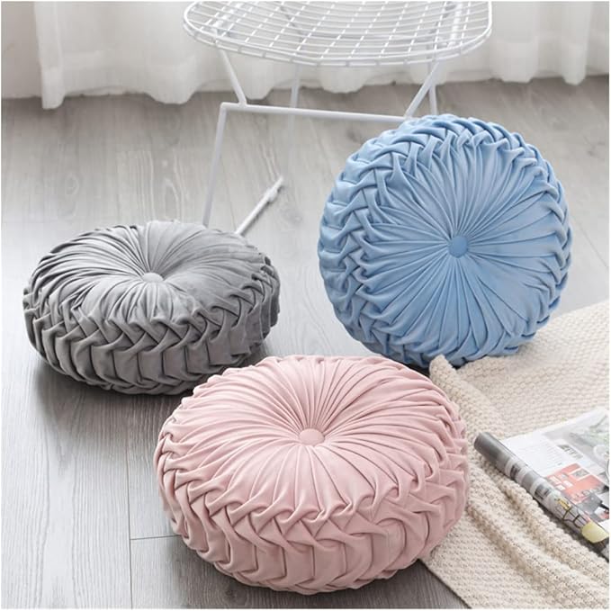 Baiyuruodie Round Velvet Pillow, Sofa Bed Bedroom Decorative Throw Pillow (38cm, Dark Pink)