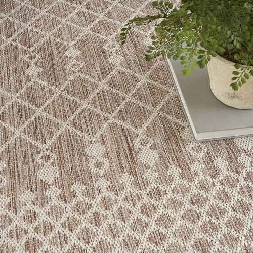 Nourison Home Positano Beige 8' x 10' Area Rug - Easy Clean, Non Shedding, Bed Room, Living Room, Dining Room, Kitchen (8' x 10') - color: Beige, size: 8' x 10' (Rectangular)