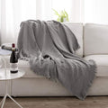 Simple&Opulence Cotton Muslin Throw Blanket for Bed, Couch, Knit Woven Gauze Blanket with Tassels, Soft Lightweight Cozy Pre-Washed Breathable Farmhouse Decoration for All-Season (Grey)