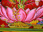 Lakshmi Ganesha Saraswati Batik Cotton Wall Hanging Sequins Painting : Size 43"x30" Inches - color: Lakshmi Ganesha Saraswati - Diwali Pujan