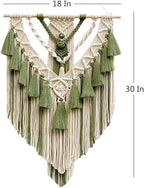 BMIDRUT Hanging Macrame Tapestry Woven Boho Wall Art Handmade Macrame Tapestry Home Wall Decor Wall Pediment 18x30 Inch (Green)
