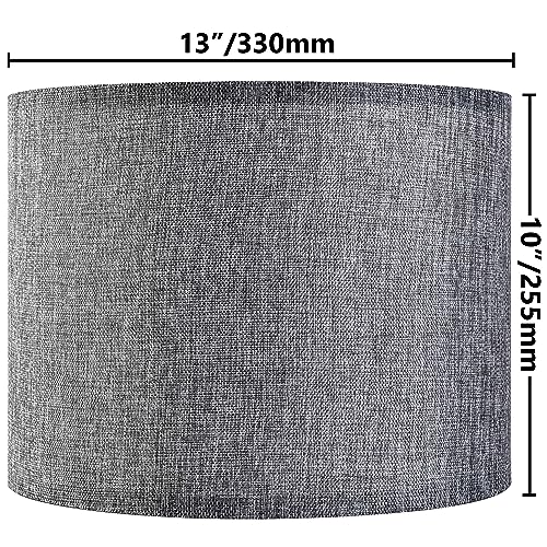 Gray Drum Lamp Shades Set of 2 Medium 13" Top x 13" Bottom x 10" High (Spider) Traditional Lampshades for Table Lamp & Bedside Lamp - Assembly Required - Modern Lamp Shade By GO&SO - color: Grey, size: 13*13*10 inch-2 Pack