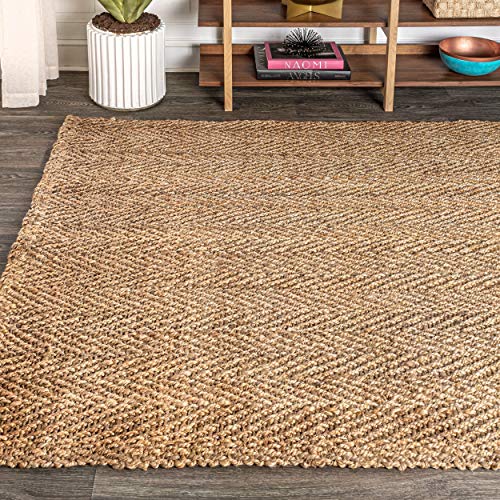 JONATHAN Y Espina Hand Woven Herringbone Chunky Jute Natural Indoor Area Rug, 5x8, Bohemian, Cottage, Easy-Cleaning for Living Room, Bedroom, Kitchen, Pet Friendly, Non-Shedding (NFR101A-5) - color: Natural, size: 5' x 8' (Rectangular)