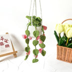 Crochet Hanging Plant for Car, Cute Car Plant Accessories, Knitted Plant Car Mirror Hanger, Boho Car Plant Crochet Hanging Basket (C)