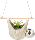 Eaasty Macrame Plant Hanger Crochet 4 Inch Sloth Hanging Planter Animal Wall Houseplant Holder for Indoor Outdoor Use Macrame Hanging Home Decoration for Sloth Lovers, Pot and Plant Not Included