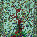 Popular Handicrafts Tapestry Wall Hanging Hippie Bohemian Tree of Life Hippy Psychedelic Design Indian Tapestries Bedspread 53 x 78 inches (140cm x 215cm) Green - color: Green #1, size: 78"L x 53"W