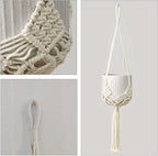 2 Pack 90CM (35inch) Extra Long Macrame Plant Hangers, up to 8 inch Pot Hanging Planter with Patterns, Premium Cotton Rope Crochet Boho Hanging Planter Basket for Indoor & Outdoor Plants(Off-white)