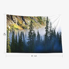 EMMTEEY Landscape Wall Art - Fog and Pine Tree on Rugged Mountainside - 60x40 Hanging Tapestry for Families