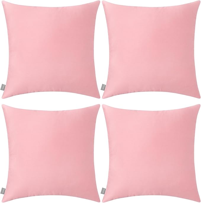 4-Pack 100% Cotton Comfortable Solid Decorative Throw Pillow Case,Thmyo Square Cushion Cover Pillowcase Sublimation Blank Pillow Covers DIY Throw Pillowcase for Couch Sofa(16x16 inch/ 40x40cm,Pink 2)