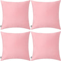 Thmyo 4-Pack 100% Cotton Comfortable Solid Decorative Throw Pillow Case Square Cushion Cover Pillowcase Sublimation Blank Pillow Covers DIY Throw Pillowcase for Sofa(18x18inch/45x45cm,Pink 2)