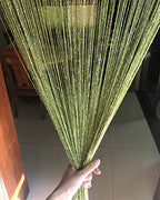 1x2 M Door String Curtain Rare Flat Thread Fringe Panel Room Divider Cute Strip Tassel for Wedding Coffee House Restaurant Parts - color: Tea Green