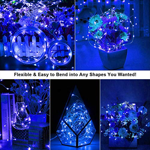 Ariceleo Led Fairy Lights Battery Operated, 2 Packs Mini Battery Powered Copper Wire Starry Fairy Lights for Bedroom, Christmas, Parties, Wedding, Centerpiece, Decoration (5m/16ft Blue) - color: Blue, size: 2 Pack