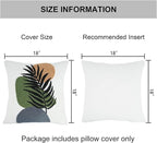 JASEN Abstract Boho Pillow Covers 18x18,Soft Mid Century Palm Fronds Decorative Throw Pillows for Couch Bed Sofa Bedroom（Only 1 Pillow Cover）