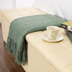 Gealaek Decorative Fluffy Green Throw Blanket Fringe Lightweight Fuzzy Faux Cashmere Soft Cozy Throws for Sofa Bed Farmhouse 50" x 60"
