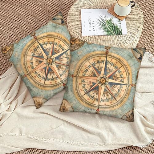 Map Nautical Throw Pillow Covers 18 X 18 Inch Set of 2 Pillow Cases Decoration Cushion Cover for Sofa Bedroom Living Room Outdoor - color: Map Nautical