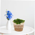 Toyvian Rustic Woven Planter Basket with Liner and Tassel Handcrafted Grass Rope Flower Pot Holder for Indoor Plants Boho Decorative Farmhouse Storage and Flower Arrangement Container