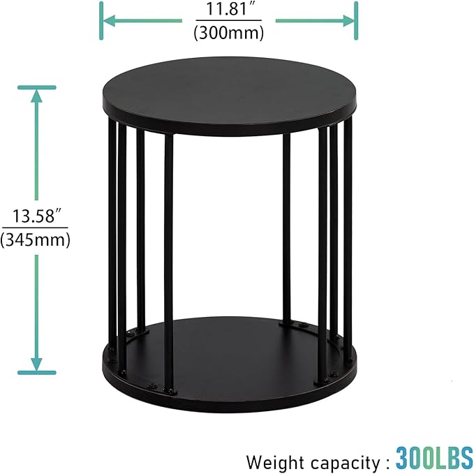 HDANI Wooden Stool Set of 2 for Kids,Adults,300lbs Load Capacity Garden Round Wood Stool,Non-Slip Small Step Stool for Plant Stand,Kitchen,Bathroom and Bedroom,Black