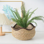 Wave Woven Planter Basket for Indoor Plants - Compact Multi-Use Storage Basket for Flowers, Farmhouse Home Decor - Fits Fresh/Artificial Plants(L)