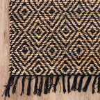 Unique Loom Braided Jute Collection Area Rug - Assam (2' 2" x 12' 2" Runner, Black/ Natural) - color: Black/Natural, size: 2'2" x 12'2" (Runner)