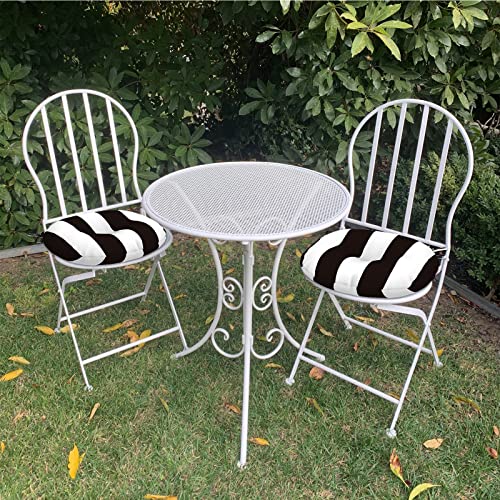 LVTXIII Outdoor Bistro Chair Cushions, 15"x15"x4" Round Patio Chair Cushions, All Weather Tufted Seat Cushions for Patio Furniture Use, Set of 2, Cabana Black - color: Cabana Black