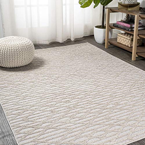 JONATHAN Y Moroccan Diamond Indoor Outdoor Area Rug 8X10 Beige, Ararat High-Low Pile Modern for Backyard, Patio, Porch, Easy-Cleaning, High Traffic, Pet-Friendly, Non-Shedding (SBH105A-8) - color: Beige, size: 7'9" x 10' (Rectangular)